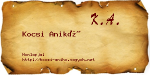 Kocsi Anikó névjegykártya